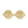 Rack Plating Brass Micro Pave Clear Cubic Zirconia Connector Charms KK-C008-06G-2