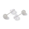 Anti-Tarnish Rhodium Plated 999 Fine Silver Texture Round Stud Earrings for Women LS-EJEW-S215-08P-3