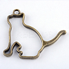 Rack Plating Alloy Kitten Open Back Bezel Pendants PALLOY-S047-42F-FF-2