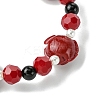 Synthetic Coral Rose Flower & Opaque Glass Beads & ABS Plastic Imitation Pearl Beaded Stretch Bracelets for Women BJEW-JB10748-4
