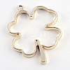 Rack Plating Alloy Irish Clover Open Back Bezel Pendants X-PALLOY-S047-06E-FF-2