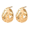 Brass Hollow Oval Stud Earrings EJEW-A143-03G-4