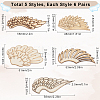 30 Pairs 5 Styles Wood Cabochons WOOD-SC0001-85-2