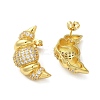 Croissant Rack Plating Brass Micro Pave Cubic Zirconia Stud Earrings for Women EJEW-O001-05G-2