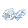 UV Plating Transparent Rainbow Iridescent Acrylic Beads OACR-C016-31B-2