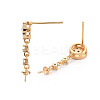 Flat Round Shape Brass Micro Pave Clear Cubic Zirconia Earring Findings KK-S356-437-NF-2