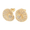 Brass Micro Pave Clear Cubic Zirconia Stud Earrings LS-EJEW-A151-02A-G-4