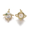 Brass Micro Pave Clear Cubic Zirconia Charms X-ZIRC-A011-41G-2