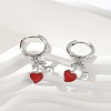 Heart Brass ABS Imitation Pearl Hoop Earrings EJEW-M077-18P-1