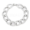 Brass Micro Pave Clear Cubic Zirconia Curb Chain Bracelets for Women BJEW-A034-04B-P-4