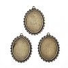 Tibetan Style Alloy Oval Tray Cabochon Settings LS-TIBEP-5437-AB-LF-1