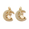 Brass Micro Pave Cubic Zirconia with Synthetic Opal Pendants KK-D096-20G-1