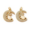 Brass Micro Pave Cubic Zirconia with Synthetic Opal Pendants KK-D096-20G-1