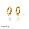 Stainless Steel Natural Pearl Oval Hoop Earrings CN6183-3-1
