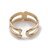 Ion Plating(IP) 304 Stainless Steel Hollow Out Oval Wrap Open Cuff Rings for Women RJEW-G285-51G-3