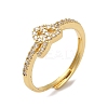 Rack Plating Brass Cubic Zirconia Arabic Letters Adjustable Rings for Women RJEW-S407-10G-01-1