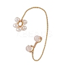Natural Rose Quartz & Pearl Braided Flower Cuff Earrings EJEW-JE04957-02-1