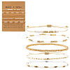 5Pcs Glass & Metal Gold & White Beaded Bracelet Sets AB9103-3-1