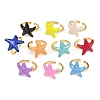 Brass Enamel Adjustable Cuff Rings for Women RJEW-G357-01L-4