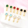 Brass Micro Pave Cubic Zirconia Dangle Stud Earrings EJEW-F405-24G-1