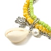 3Pcs 3 Colors Electroplate Glass & Shell Stretch Bracelets for Women BJEW-TA00381-4