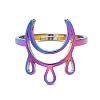 Ion Plating(IP) 304 Stainless Steel Crescent Moon Adjustable Ring for Women RJEW-M149-11RC-1