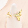 Brass Micro Pave Cubic Zirconia Cuff Rings for Women RJEW-Z113-38G-5