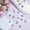 24Pcs 3 Styles Star & Moon & Heart Glass Shoes Charms PALLOY-PH01715-4