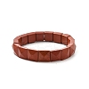 Square Natural Red Jasper Beads Stretch Bracelets for Women Men BJEW-C097-06S-4