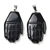 Natural Obsidian Carved Pendants G-K369-01P-07-1