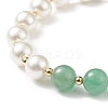 4Pcs 4 Style Round Natural Mixed Gemstone & Shell Pearl Beaded Stretch Bracelets Set BJEW-TA00191-8