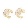 Shell Shape Brass Enamel Cuff Earrings EJEW-T049-06G-1
