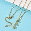 Brass Micro Pave Clear Cubic Zirconia Twist Pendant 304 Stainless Steel Chain Necklaces for Women NJEW-D341-08G-1
