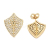 Brass Micro Pave Cubic Zirconia Stud Earrings for Women EJEW-E310-12G-02-2