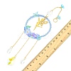 Teardrop Flower Glass & Acrylic Beads Suncatcher with 201 Stainless Steel Fairy Pendants HJEW-JM04988-02-3