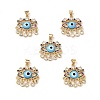 Lampwork Evil Eye Pendants with Colorful Cubic Zirconia ZIRC-L102-13G-05-1