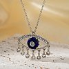 Cute Eye Brass Clear Cubic Zirconia Pendant Necklaces SU9142-2-1
