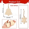 8 Bag 8 Style Unfinished Natural Wood Cutouts Ornaments WOOD-SZ0001-17-6