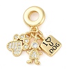 Rack Plating Brass Cubic Zirconia European Dangle Charms KK-P287-17G-1
