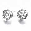Brass Micro Pave Clear Cubic Zirconia Stud Earring Findings KK-T062-58P-NF-1