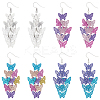 4 Pairs 4 Colors Brass Butterfly Dangle Earrings EJEW-AN0003-80-1