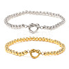 2Pcs Heart 304 Stainless Steel Link Bracelets ZF9724-7-2