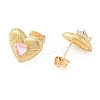 Rack Plating Brass with Cubic Zirconia Stud Earrings for Women EJEW-G394-05G-05-1
