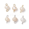6Pcs 2 Colors Natural Freshwater Pearl Potato Connector Charms with 304 Stainless Steel Double Loops PALLOY-JF04947-1
