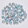 Transparent Spray Painted Glass Beads GLAA-R211-02-D01-1