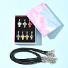 DIY Natural & Synthetic Gemstone Cross Pendant & Waxed Cord Pendant Necklace Making Kits DIY-FS0008-46-6