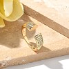 Brass Micro Pave Clear Cubic Zirconia Cuff Finger Rings for Women RJEW-B112-06G-1