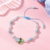 Natural Dyed Yellow Jade & Plastic Imitation Pearl Braided Bead Bracelets for Women BJEW-MZ00308-02-1