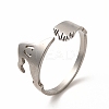 Non-Tarnish 201 Stainless Steel Wtch Broom and Hat Open Cuff Ring for Women LS-RJEW-K239-06P-3