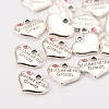 Wedding Theme Antique Silver Tone Tibetan Style Alloy Heart with Mother of the Groom Rhinestone Charms X-TIBEP-N005-17C-2